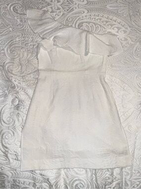 Lilly Pulitzer White One-Shoulder Ruffle Romper Dress